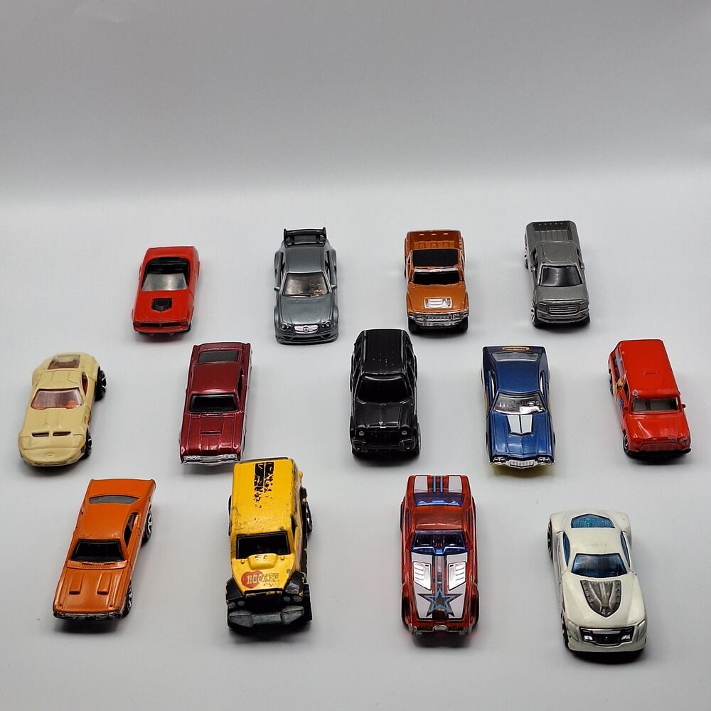Mixed Diecast Toy Vehicle Lot (13 Pcs) - Pickups, SUV, Muscle & Racing